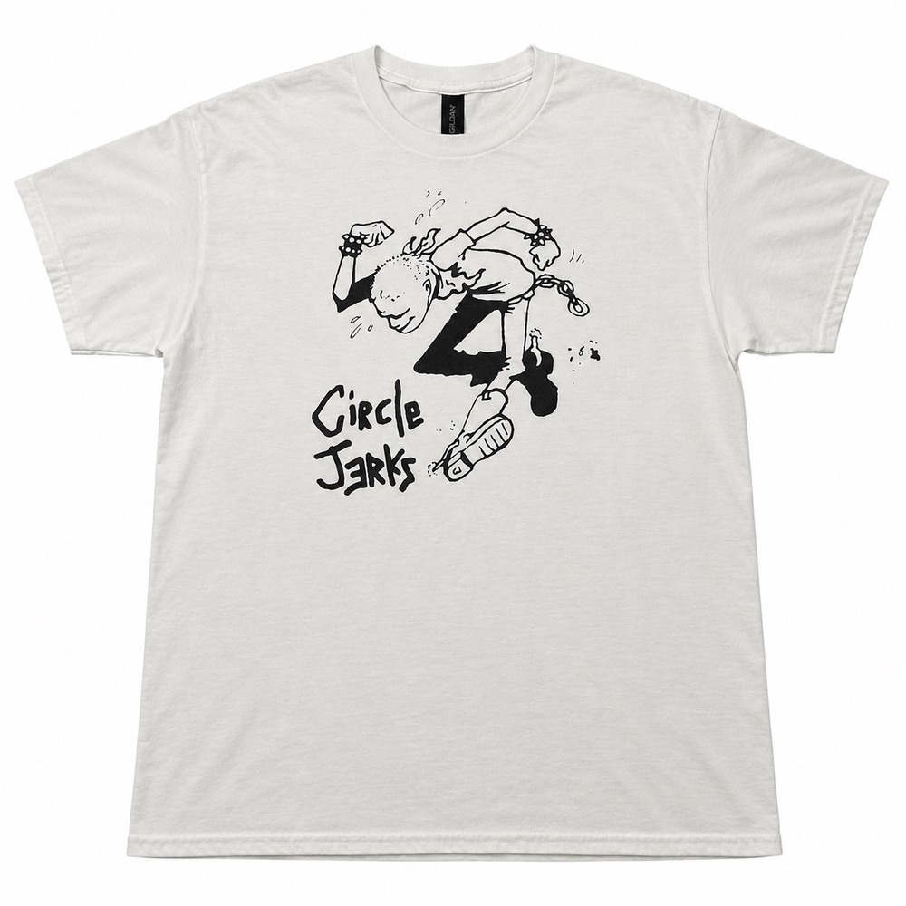 Circle Jerks Punk Rock Band Graphic T-Shirt White Gildan Mens Lg Skater Tee